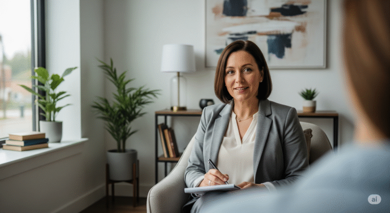 Pacjentka rozmawiająca z psychoterapeutką